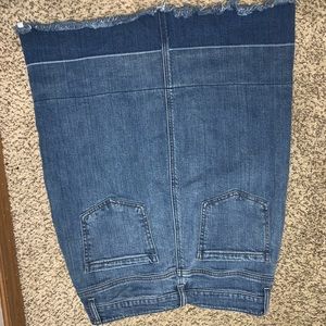 Multicolor denim midi skirt